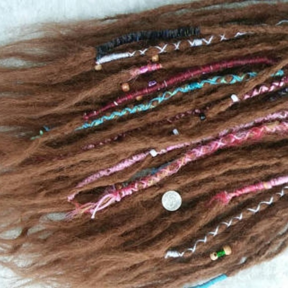 double ended brown dreadlocks with dreadwraps yarn